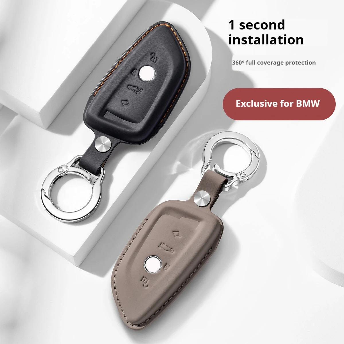 Genuine Leather Car Key Case Cover Blade Key Fob For BMW 3 Series 5 Series X1 X3 i3 iX3 X6 M3 M4 M5 Auto Key Shell Keychain