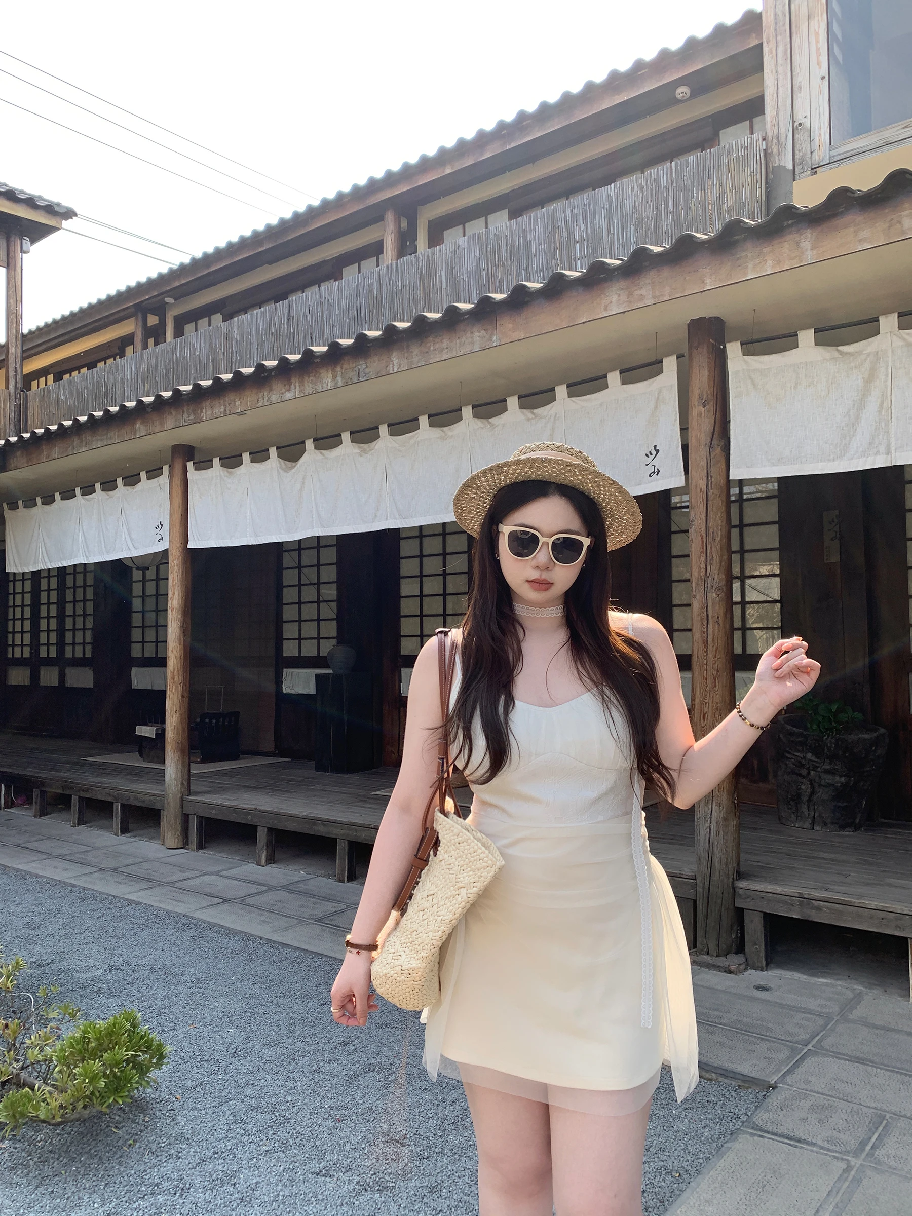 

M5T6 Plump Airy Cloud Jasmine Soft Focus Sensation Strapless Dress Tulle Waist Cinching Summer Short Skirt U-Neckline Gown