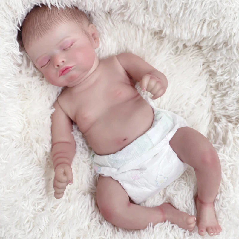 

45cm Rosalie Full Vinyl Girl Body Cute Reborn Sleeping Baby Doll with Hand-Drawing Hair with Visible Veins