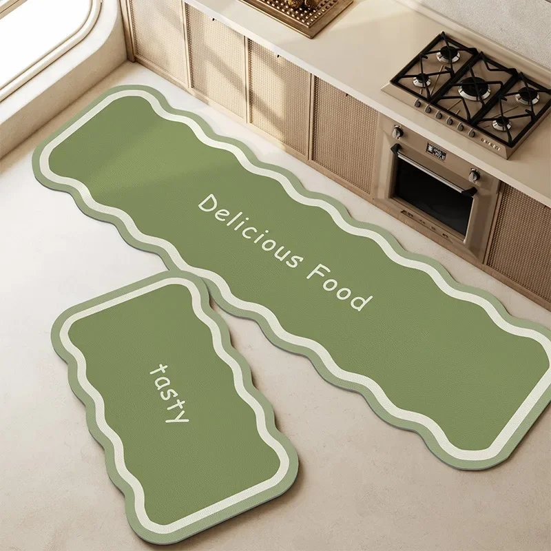 Kitchen Carpet Anti-slip Oil-proof Pvc Leather Floor Mat Irregular Long Strip Rug Waterproof Home Decoration Alfombra De Cocina