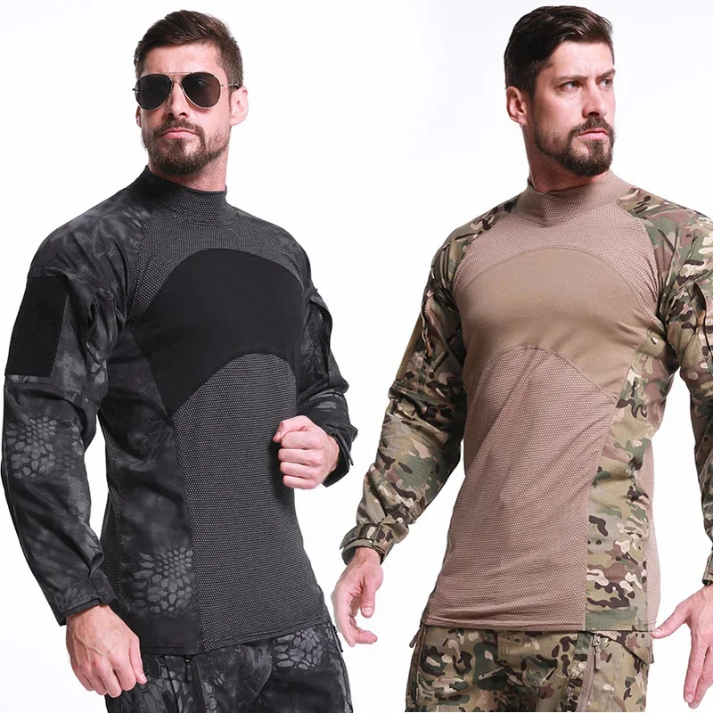 Mens Tactical Clothing Combat Shirts Hunting Camouflage Airsoft Army Military Uniform Outdoor Paintball Camping Hiking Shirt2024