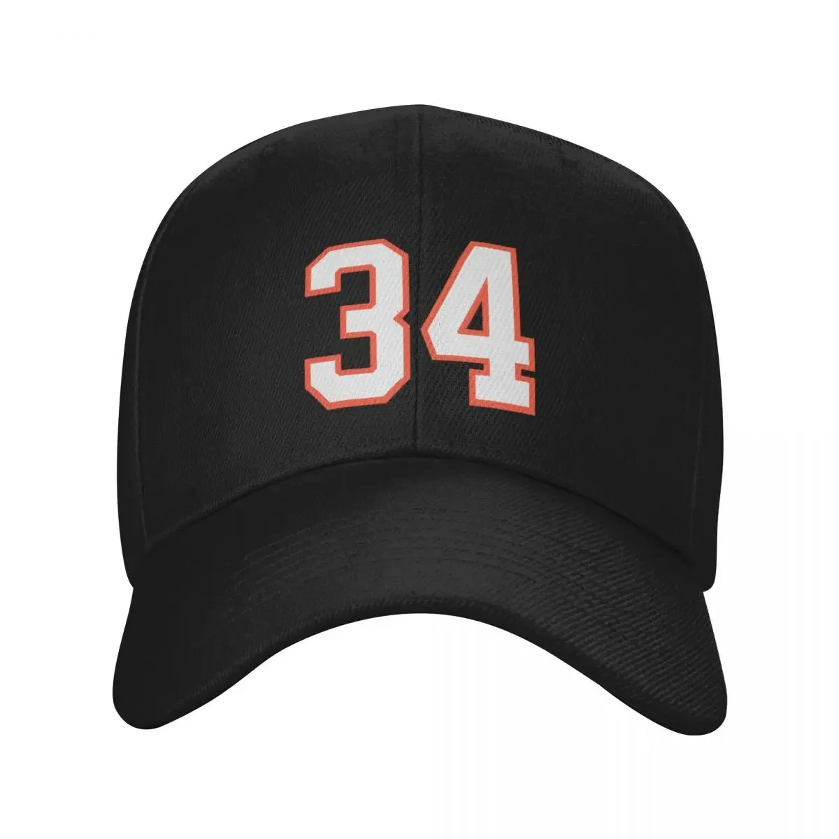 Sports Number 34, white orange color lucky sport thirty four Baseball Cap Kids Hat Fishing cap Woman Hats Men's