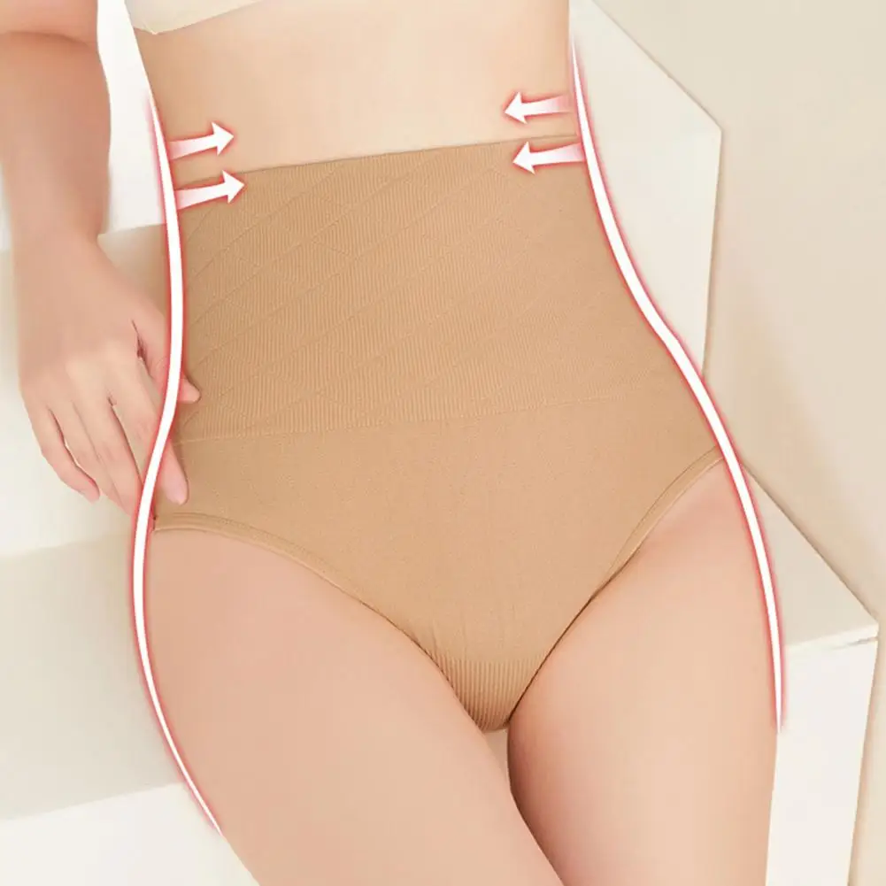 Stretchy High Waist Panties High Waist Tummy Control Thong Shapewear for Women Solid Color Body Shaper Panties Underwear Thong