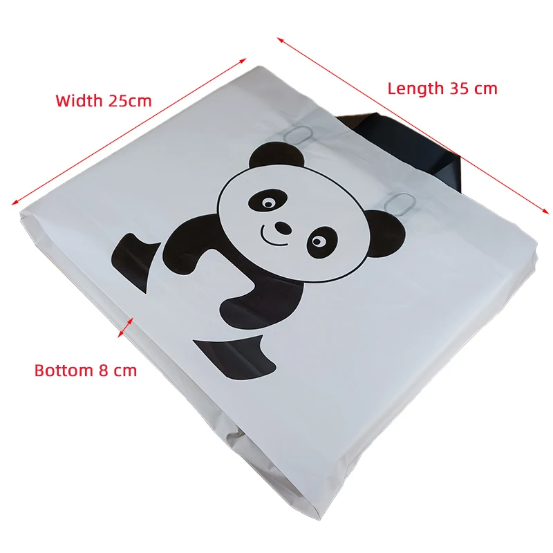 

Panda Pattern White Plastic Handbag Clothing / Gift Store Portable Shopping Bag Mall Supermarket Storage Pouches 50 Pc s/ Pack