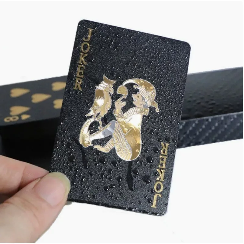 

New 54 Black and Gold Plastic Playing Cards Waterproof Card Gift Collection Aluminum Foil Poker Set Practical Party Gifts