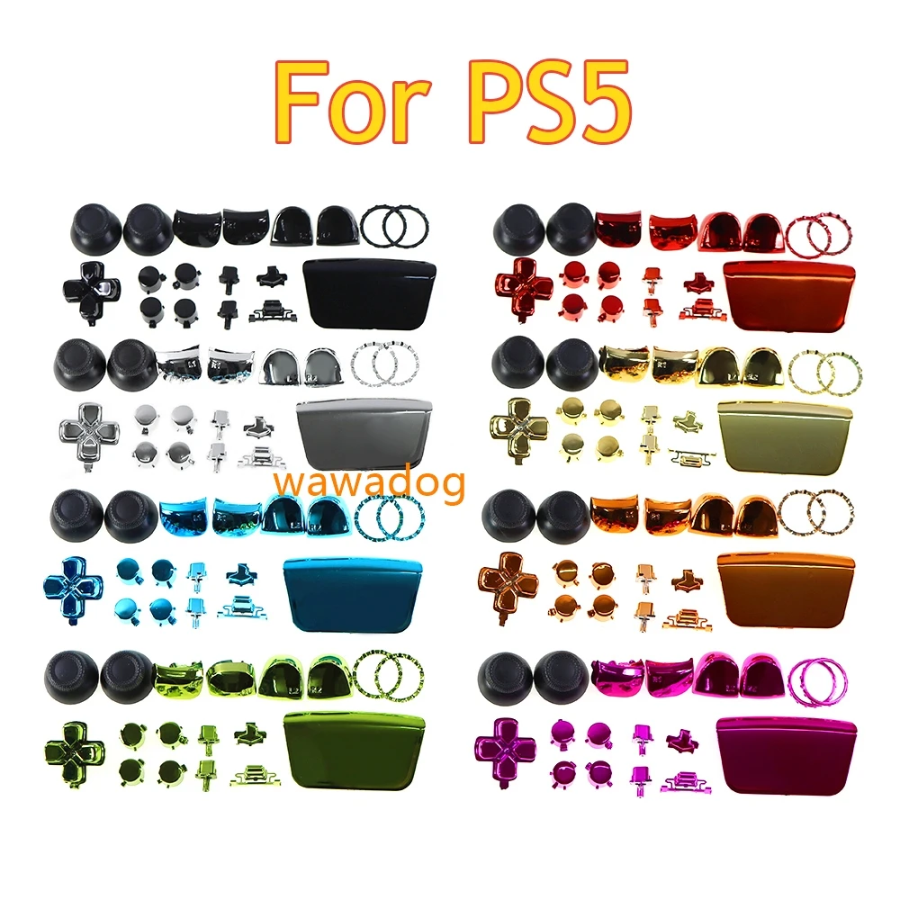 

40sets For PS5 Handle Thumb Sticks Joystick Cap L1 R1 L2 R2 D-pad Button For PS5 Controller Full Set Chrome Buttons