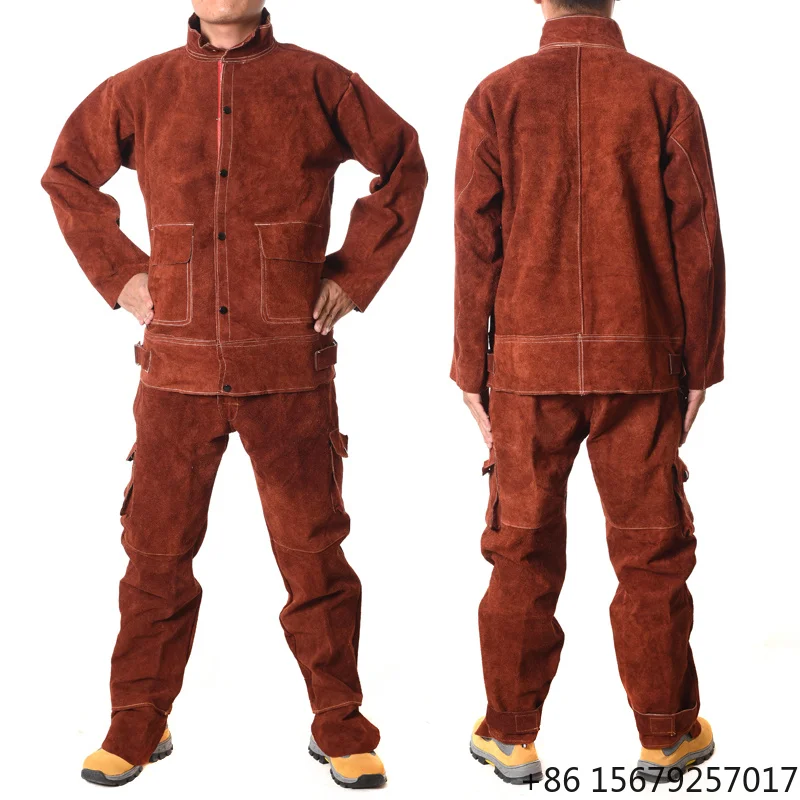 Swelder Heavy Duty Cloth Thick Real Leather Cowhide Split Leather Welding Clothing for Safety Maximun Durable