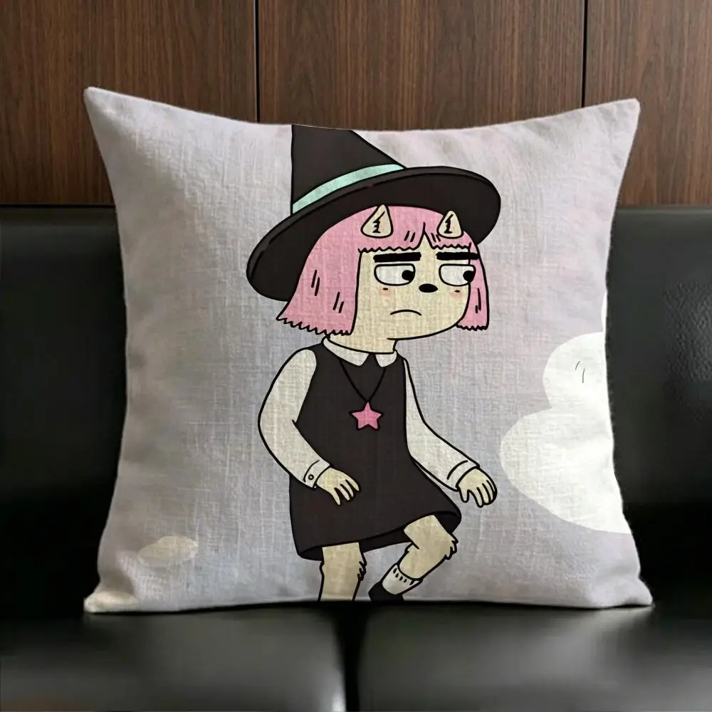 Camp Cartoon SSummer Camp Island Cushion Cover Anti-dustmite Pillowcase Invisible zipper silky short plush Sofa cushion cover