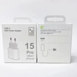 Szybka ładowarka ścienna 35 W PD do iPhone'a 15 14 Plus 11 12 13 Pro Max X XR XS 8 Wtyczka EU US Szybkie ładowanie Zasilacz USB-C z pudełkiem