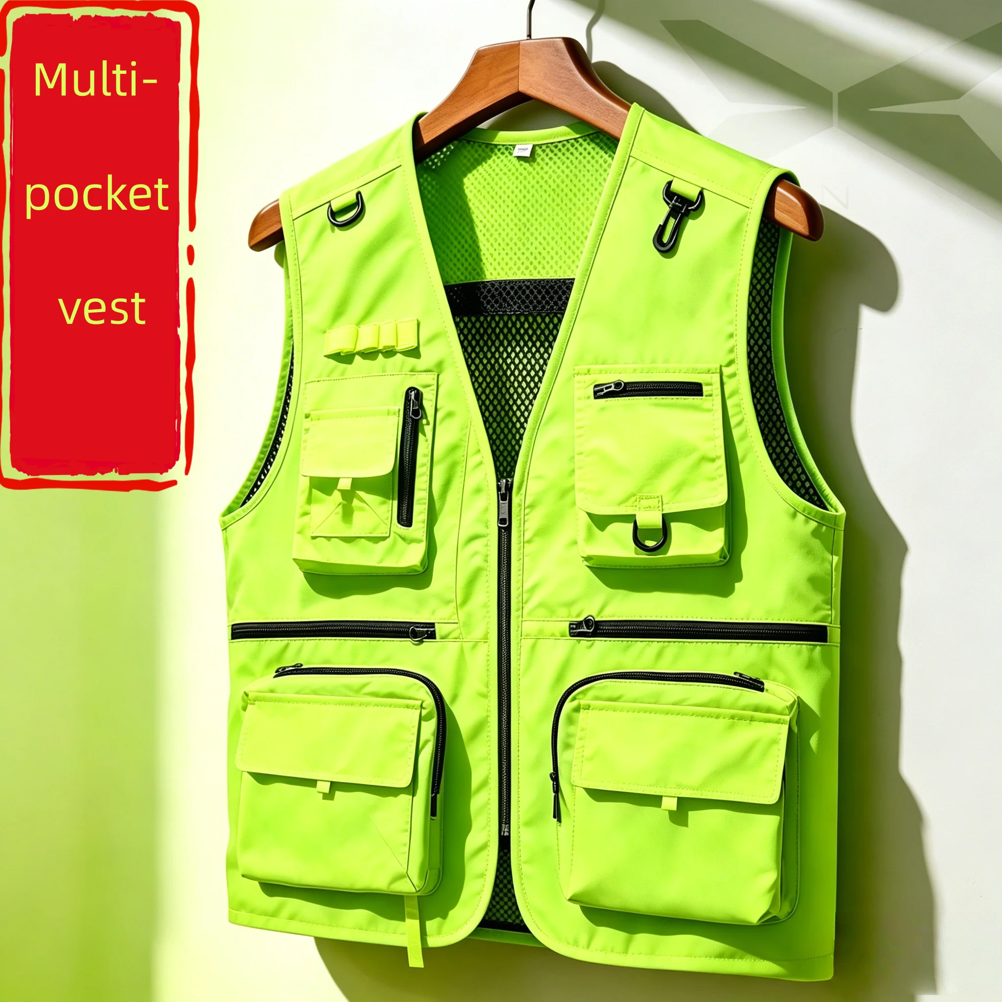 New Fashion Men Outdoor Mesh Fishing Photography Breathable Vests Coat Men Multi-pockets Waistcoats Climbing Sleeveless Jackets