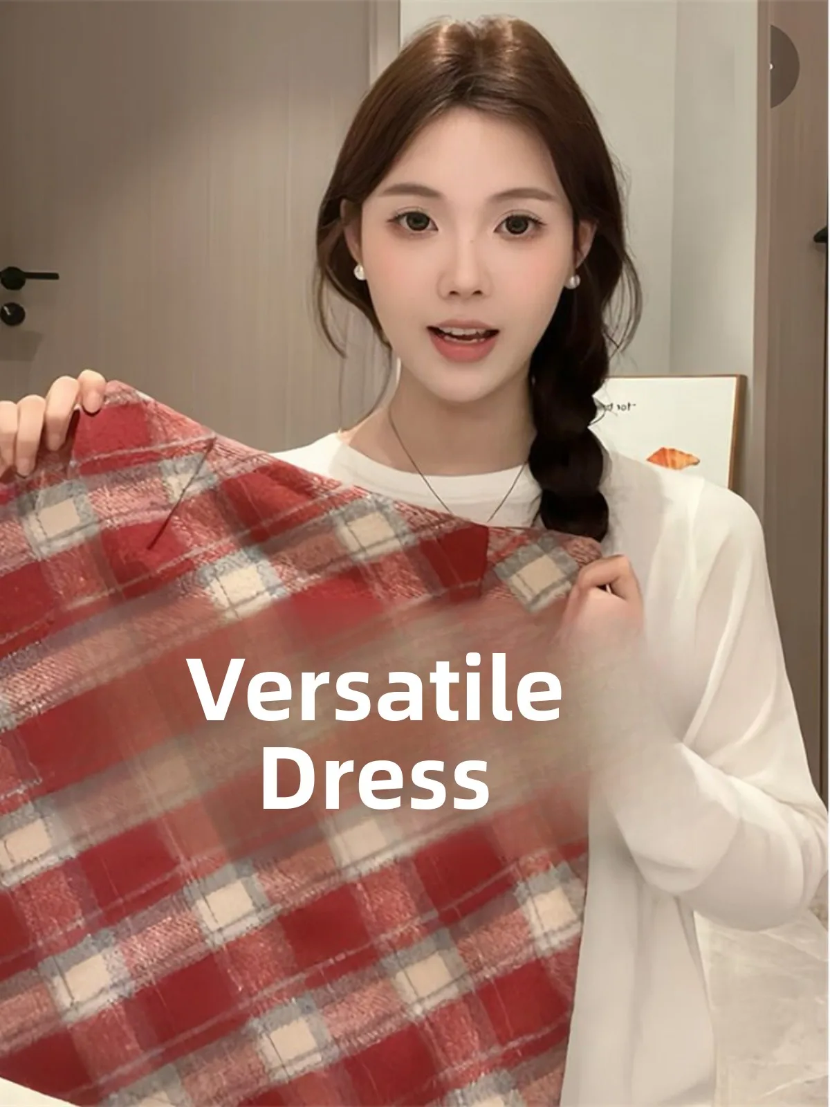 

Красная шерстяная юбка-карандаш в клетку с завышенной талией для женщин, осенне-зимняя, приталенная, А-силуэт, для свиданий, повседневная, модная