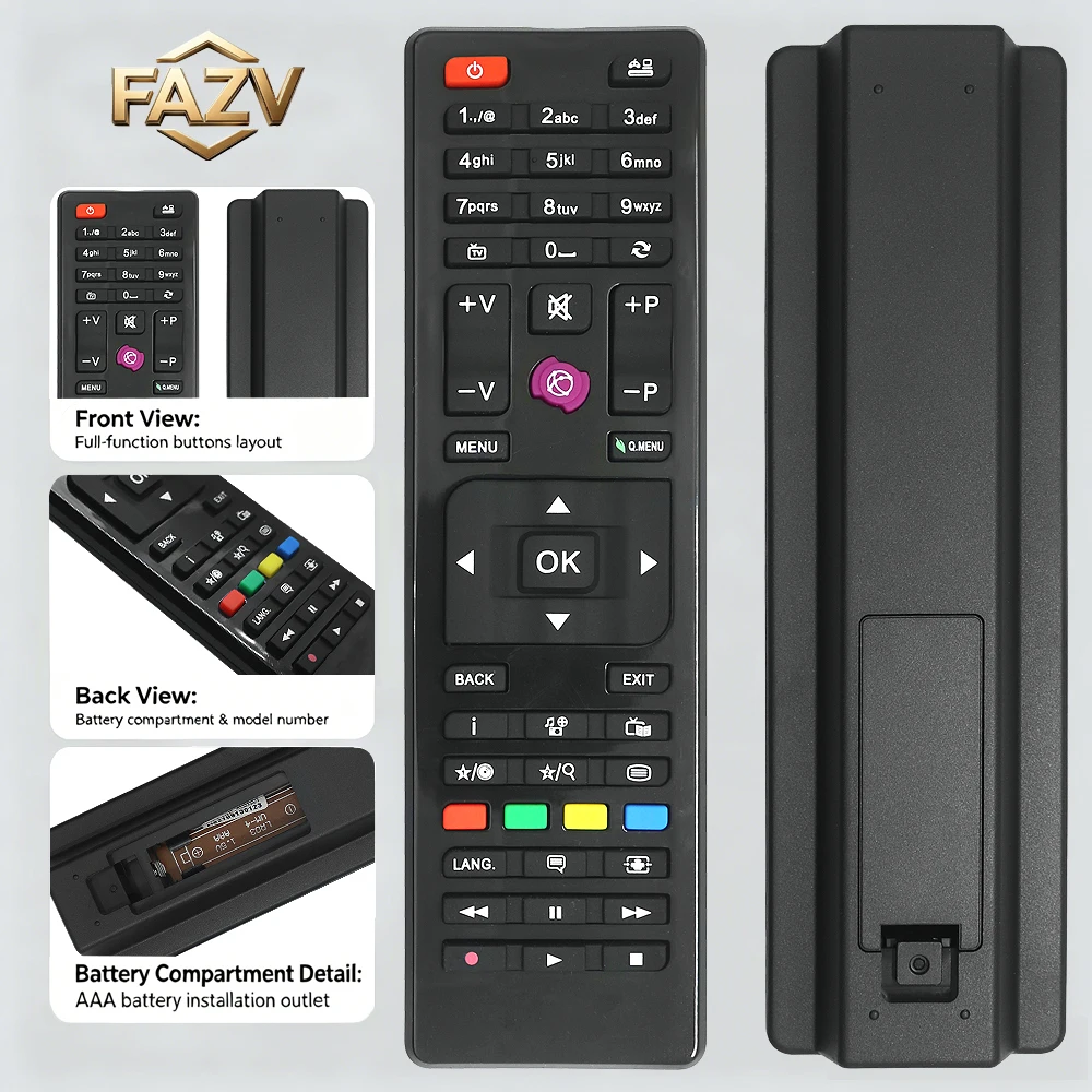 FAZV RM-L1387  Remote for RC4875/4870/4849 JVC VESTEL SELECLINE HITACHI TECHWOOD Telefunken Finlux TE32182B301C10 32272HDDVDL TV