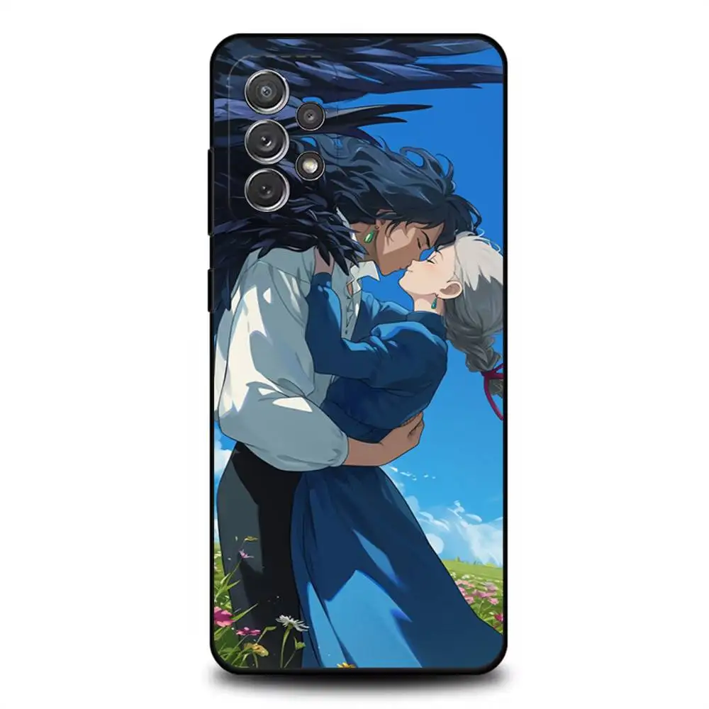 حافظة هاتف H-Howl Anime s-Sophie لهاتف سامسونج S 25,24,23,22,30,21,10,9,Ultra,Plus,Lite,FE,4,5G حافظة ناعمة سوداء