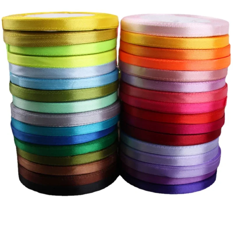 6mm Silk Satin Ribbons Length 25Yards/Roll Christmas Party Wedding Decoration Ribbons DIY Girls bow hair accessories Accessories