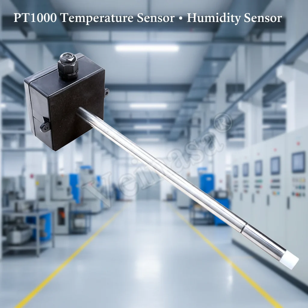HTW-IE00X Indoor Duct Air Temperature Humidity Sensor 4-20mA Thermo-hygrometer with Stainless Steel Probe for HVAC Duct System