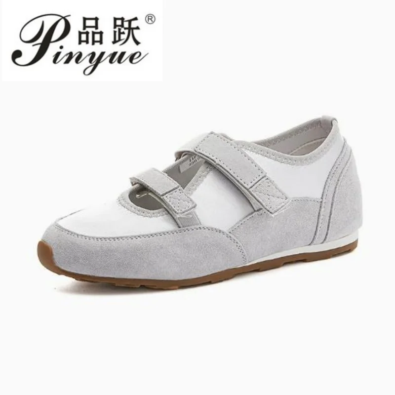 

4cm Flats Women's Genuine leather Sports Shoes Fashion Sneakers Casual Shallow Loafers Shoes Summer Walking shoes 35-40