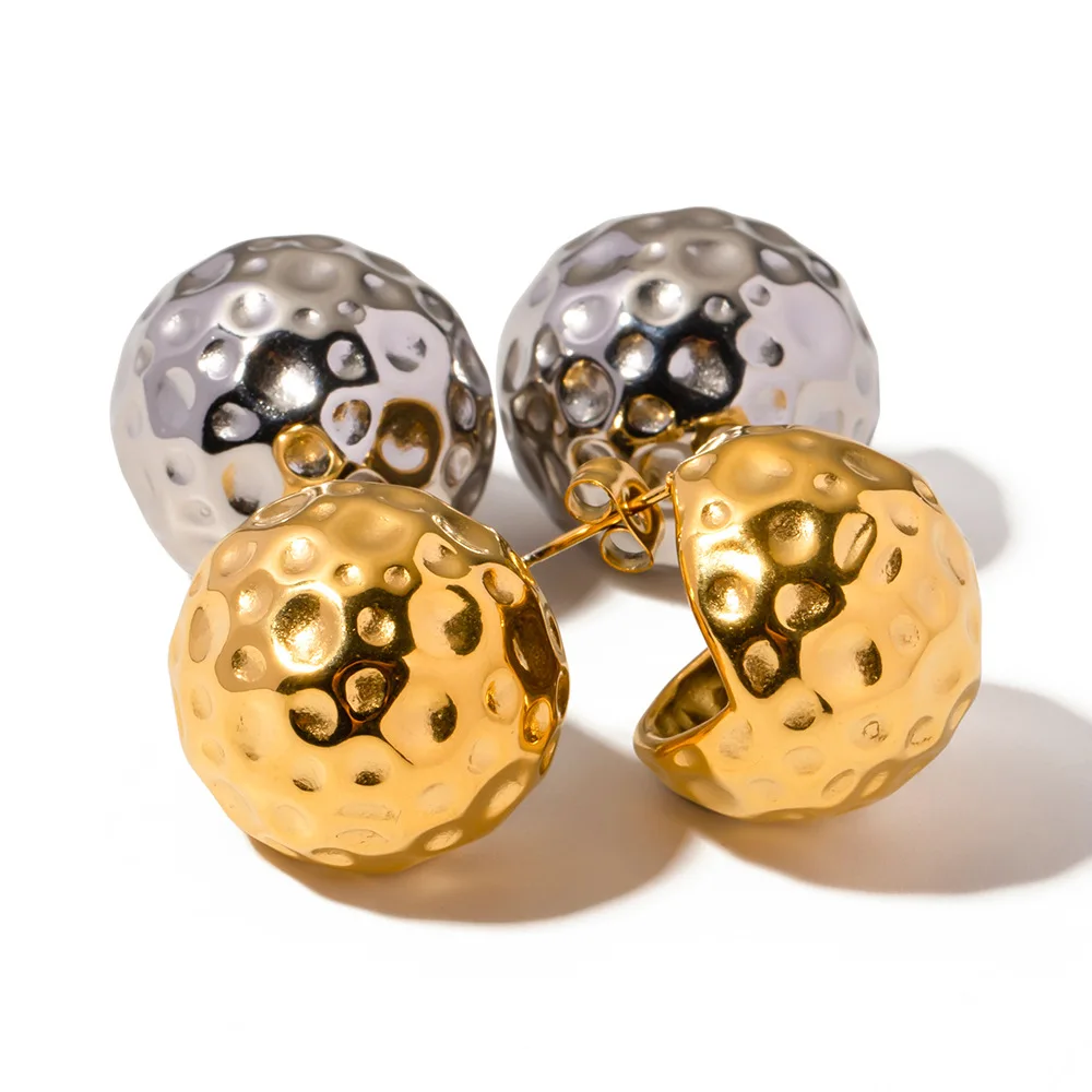 

Stainless Steel PVD 18K Gold Plated Tarnish Waterproof Rugged Ball Stud Earrings For Woman Jewelry Wholesale INS