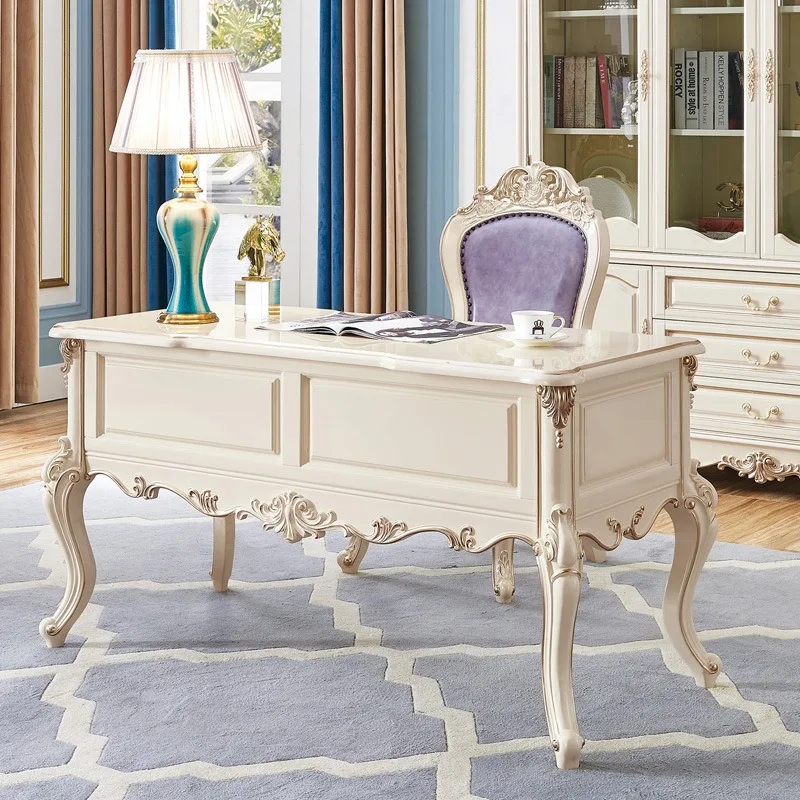 All solid wood European desk study furniture set combination writing desk French  home desk computer