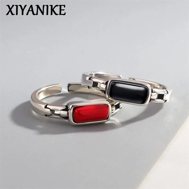 

XIYANIKE Vintage Rectangle Stone Adjustable Open Rings For Women Fashion New Jewelry Gift Party Holiday Dropship кольцо