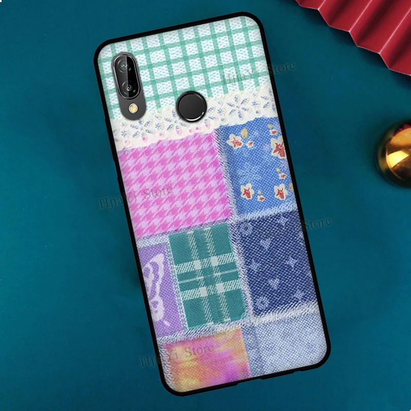 Blue Tie Dye Groovy Shroom Patchwork Soft Phone Case For Huawei P20 P30 P40 Lite Mate 10 20 Pro P Smart 2019 2021 Back Cover