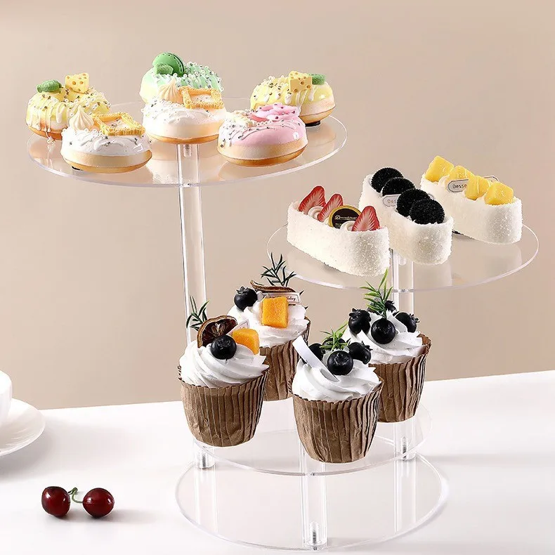 3mm Transparent Acrylic Cake Rack. Circular Multi-layer Dessert Display Stand, Wedding Birthday Party Dessert Storage Rack