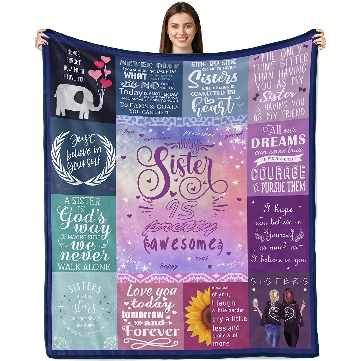 1pc Warm and Cozy Sunflower Elephant Print Blanket for Couch, Bed, and Sofa - Perfect Gift for Sisters