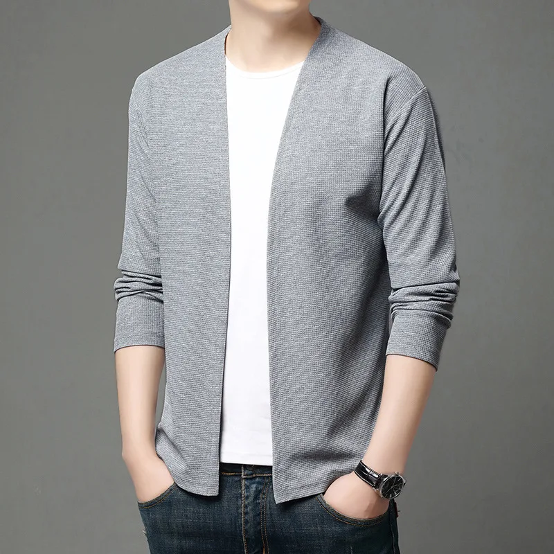 Faionable Colorato lavorato a maglia da uomo Casual Top Coreano Sle Cardigan aperto M Capispalla Traspirante hine Waable Long S...