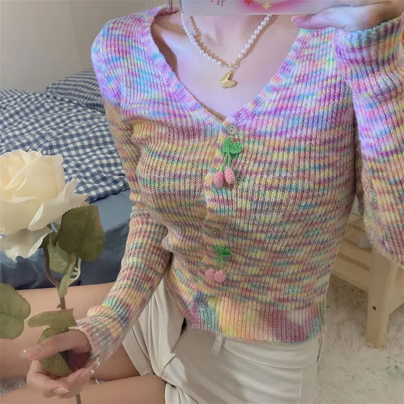 

Cardigan Women Autumn Slim StreetWear Sweet All-match Students Fashion Daily Jacquard Young Кардиган Женский Kawaii French Style