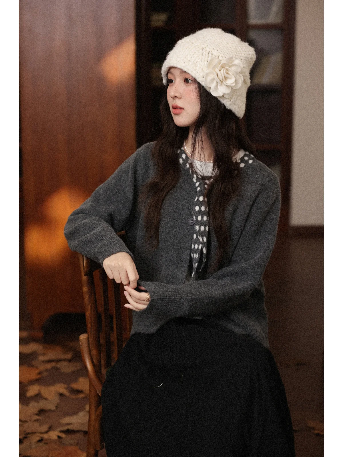 

Модный женский кардиган с длинными рукавами, осенний, для повседневной носки, свободного кроя, тонкий, однотонный топ