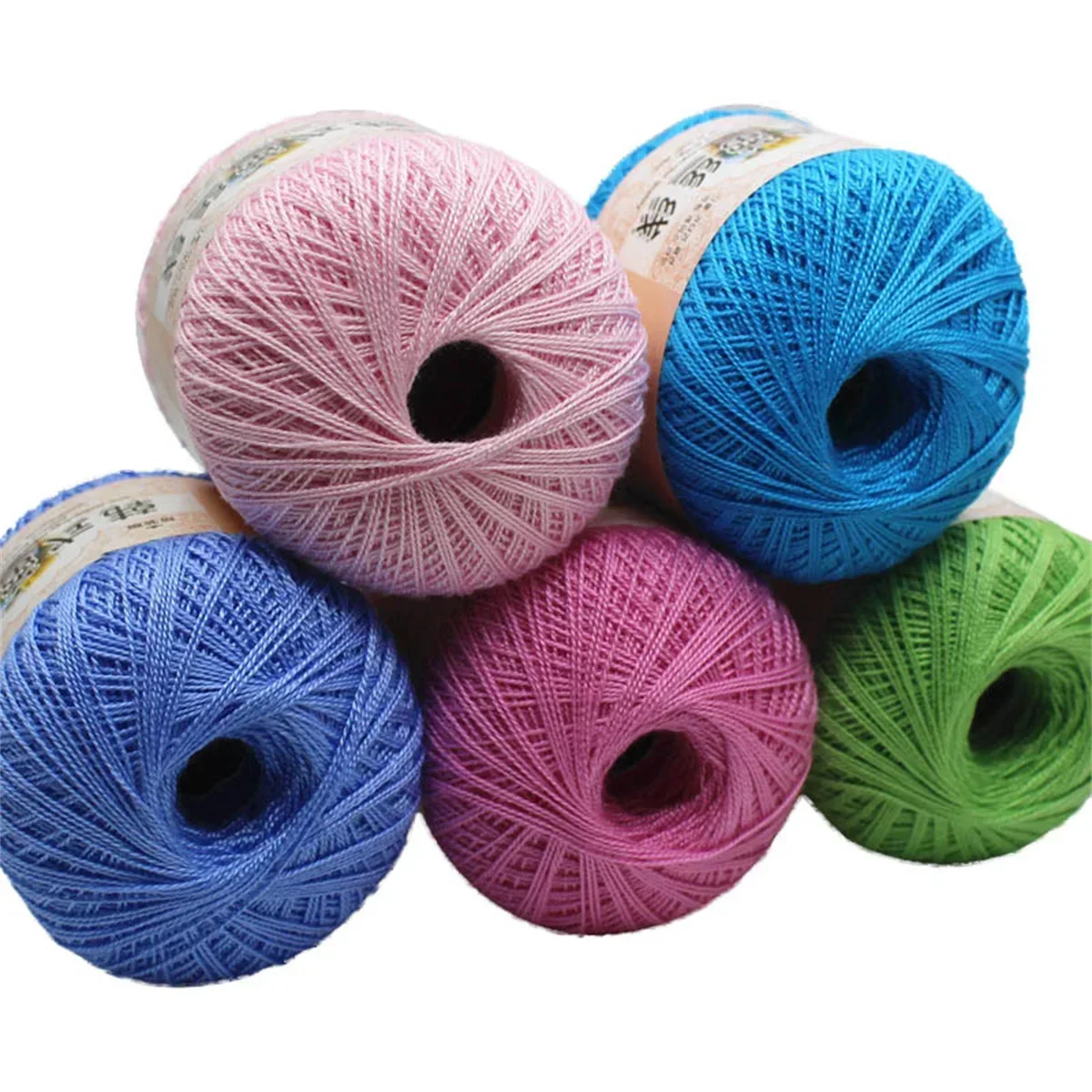 50g Worsted 2 Ply Middle Thin 0.8mm 8# Lace Cotton Yarn 100% Cotton Crochet Thread for Hand Knitting Sewing 400m/437yd 5PCS