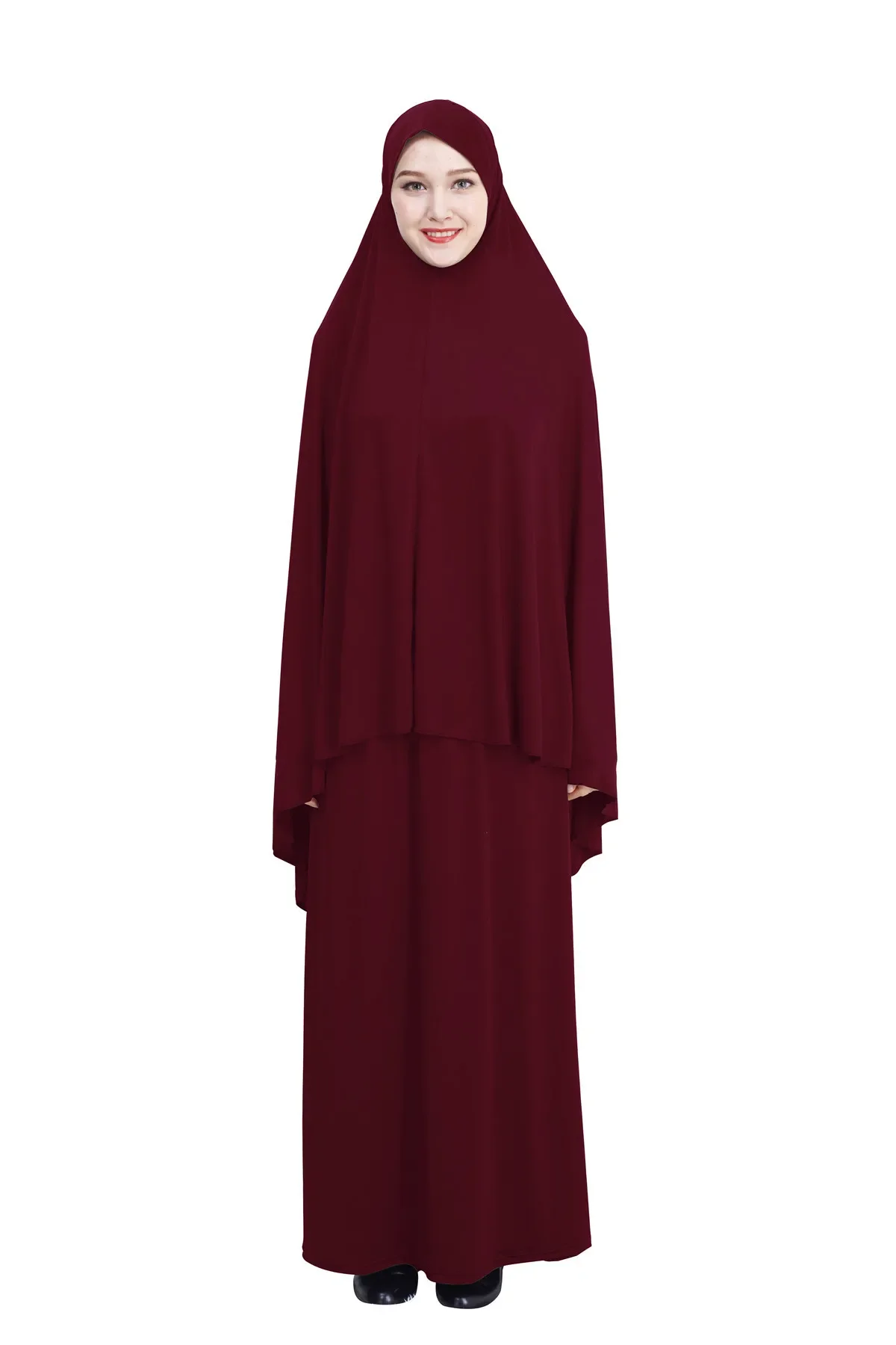 Islmaic Muslim Abaya 2-teiliges Set Khimar Abayas Kleid Tops Rock Arabisches Gebetskleidungsstück Frauen Hijab Kaftan Modest Kaftan Robe SUIT