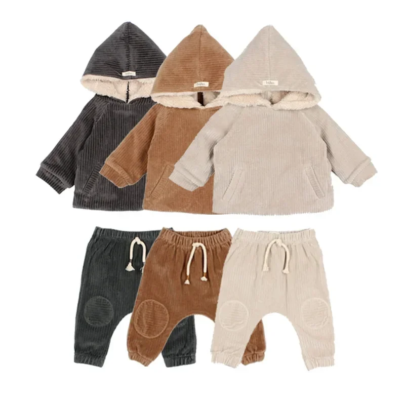 

Winter Buho Children's Clothing Children Coat Baby Indoor Clothes Baby Boy Girls Coat Children's Top And Bottom Clothes Set