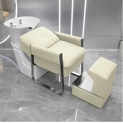 Wanghong semi lying hair salon shampoo bed barber shop dedicated deep ceramic basin beauty salon massage wash bed