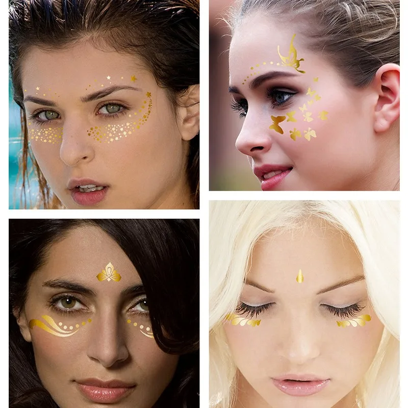 

New Gold Fashion Personality Freckles Scar Cover Stickers Tattoo Face Temporary Tattoo Waterproof Makeup Stickers Eyes Wholesale