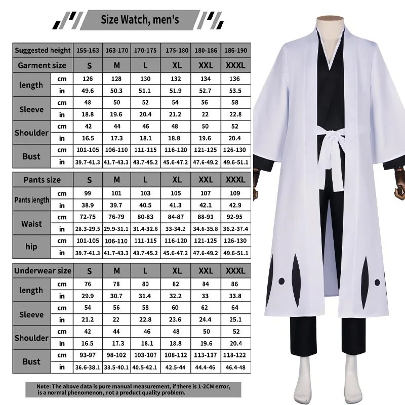 Anime Aizen Sousuke Cosplay Costume Bleach Cosplay Kuchiki Byakuya Captain Hitsugaya Toushir Captain Robe Kimono Outfit for Men view 6