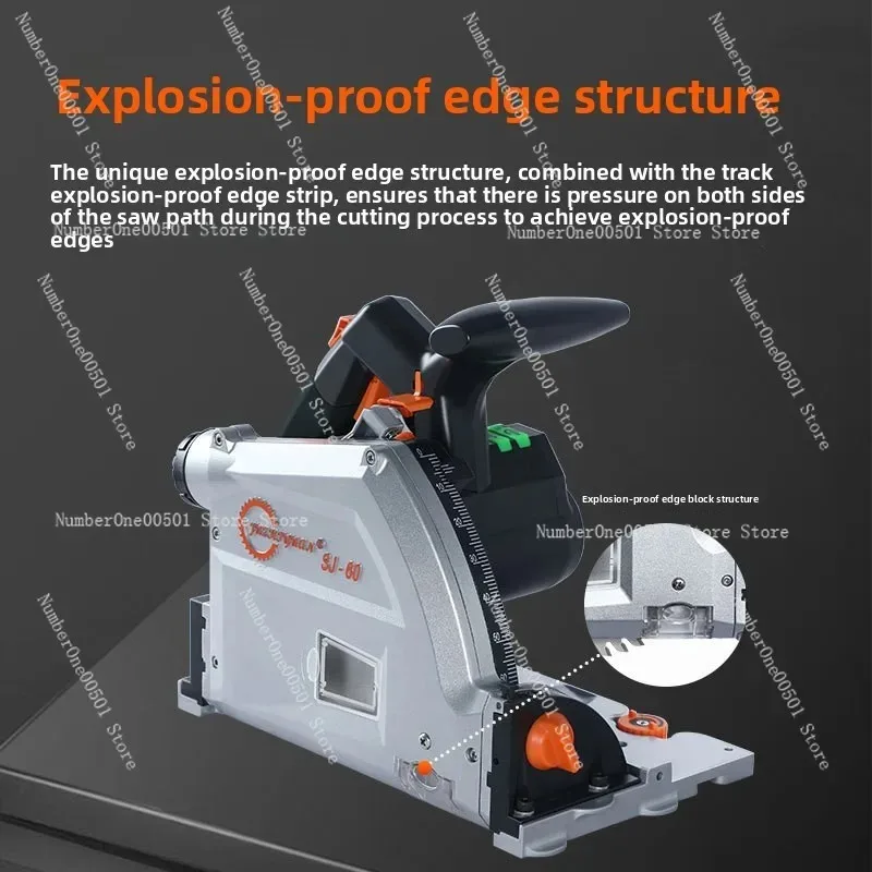 JZY SJ-60 Brushless Track Saw Dust Free V Groove Powerful Clean Cut Woodworking Tool