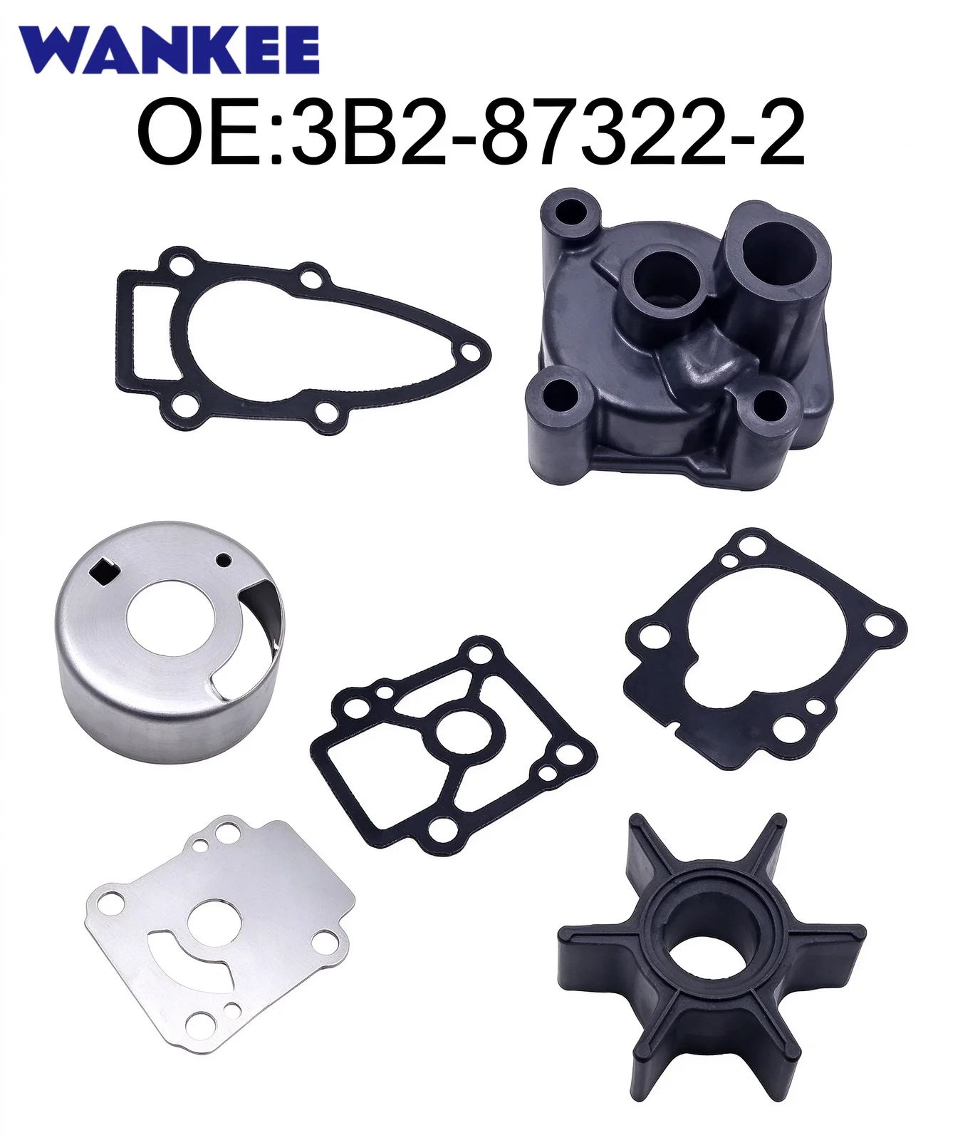 Water Pump Repair Kit 3B2-87322 for Tohatsu Outboard Motor 8HP 9.8HP 3B2-87322-2 3B2-65016 3B2-65021 3B2-65011