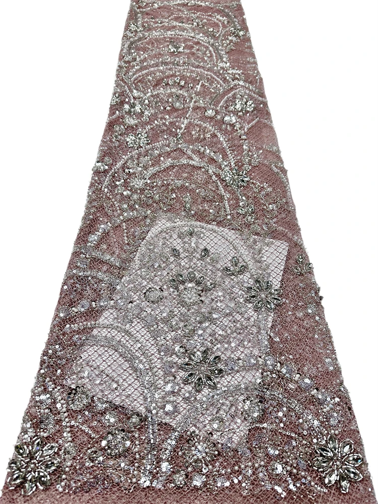 Nigerian Brocade Fabrics 2026 High Quality 5 Yards African Jacquard Gilded Lace Fabric Luxury for Women Evening Party Dresses