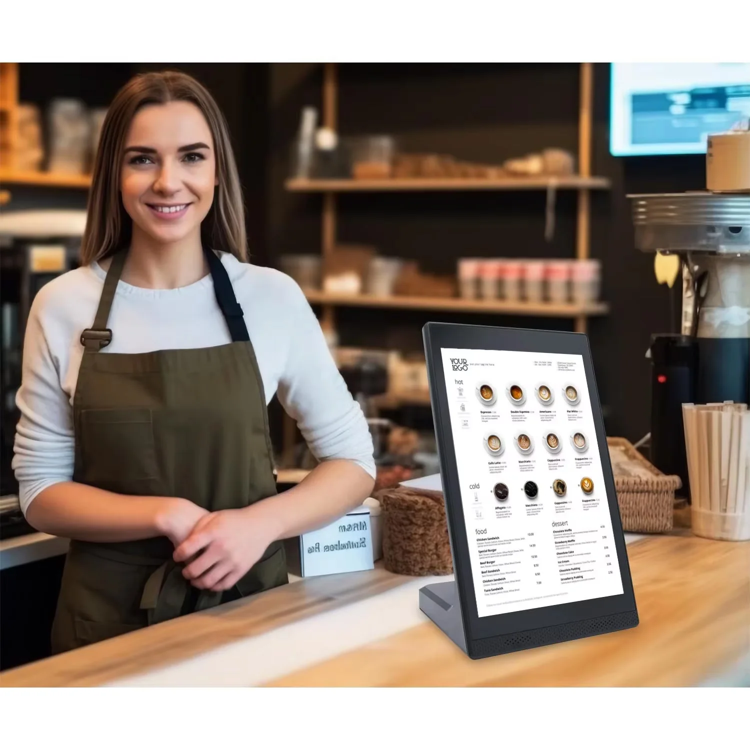 10.1 "Android 13 Ritratto Schermo POS 4G + 32G Ristorante POS Loyverse Supportato L Forma Menu Tablet Cliente Self-service Chiosco