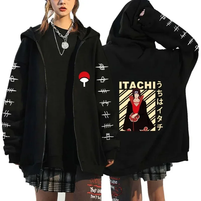 Naruto Anime Zipper Sweatshirt Jackets for Man Women Fall Winter Tops Coat Akatsuki Itachi Children's Hoodies Pants Sets Gifts