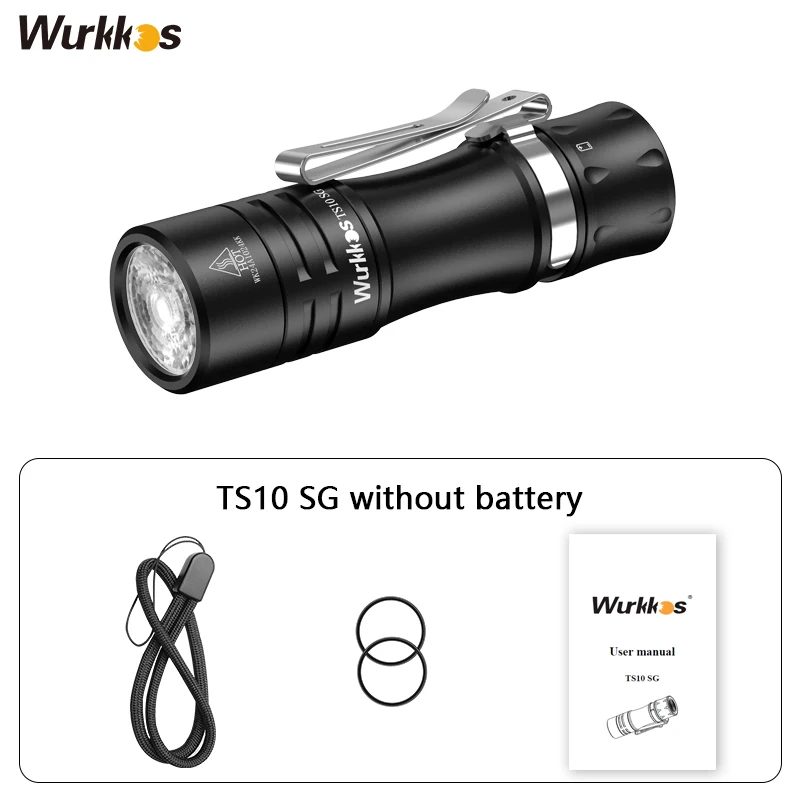 Wurkkos TS10 SG Mini Torch 1650LM Poweful EDC Flashlight 14500 IP68 Waterproof Pocket Flashlight with 3*RGB Aux LEDs Anduril 2.0