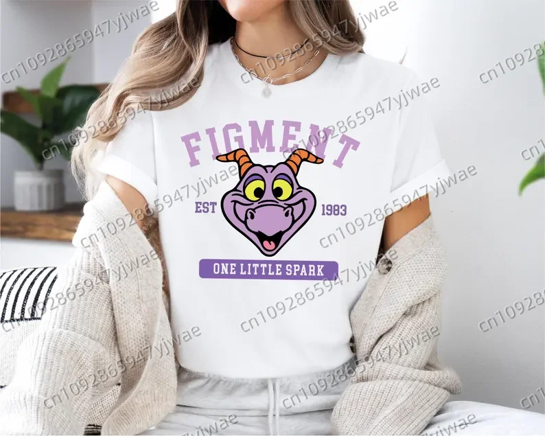 الأرجواني التنين تي شيرت الشكل ليتل سبارك Est 1983 المحملة ديزنيورلد مطابقة المرأة الرجال قصيرة الأكمام القطن الأسرة تي شيرت