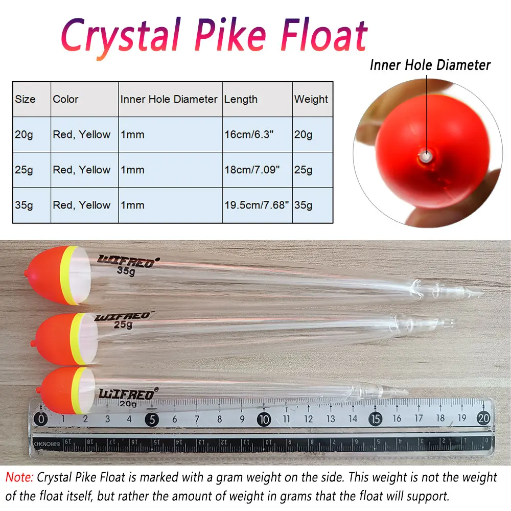 Bimoo 2PCS 20g 25g 35g Crystal Pike Float Weighted Bobbers For Salmon Steelhead Shad Fishing Accessories Fishing Terminal Tackle