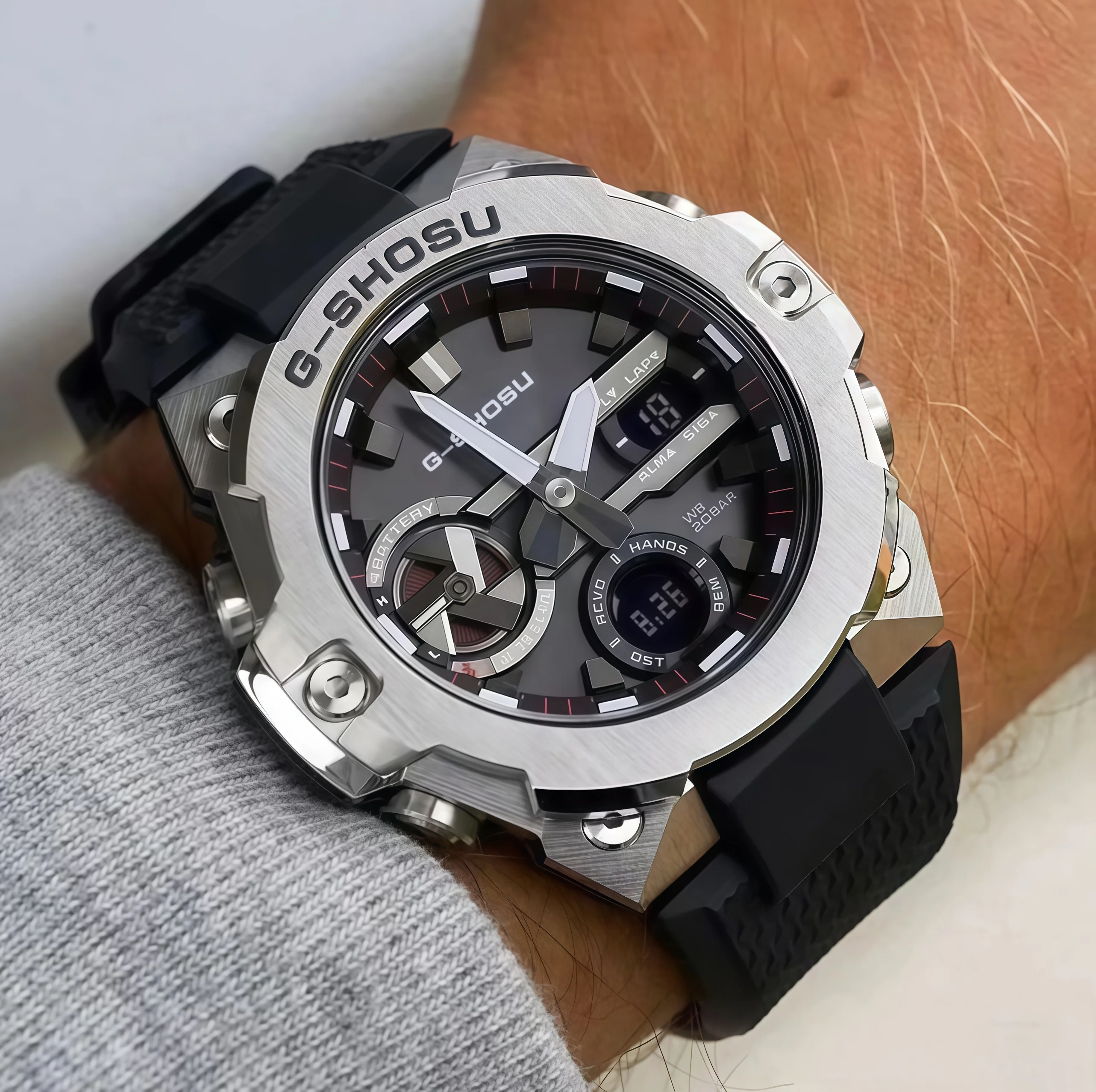 Sports men's and women's universal watch LED dual display world time full function oak series folding buckle large dial 2