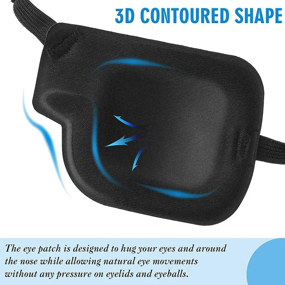 1Pc Black Single Eye Patch Adjustable 3D Foam Groove Eyeshades For Correct Amblyopia Obscure Astigmatism Concave Eye Patch