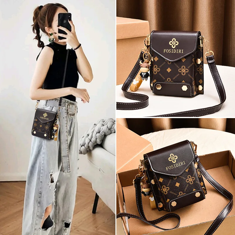 Mobile Phone Bag Women\'s Messenger Bag New Fashion Texture Single Shoulder Bag Simple Handbag Composite Crossbody Bag