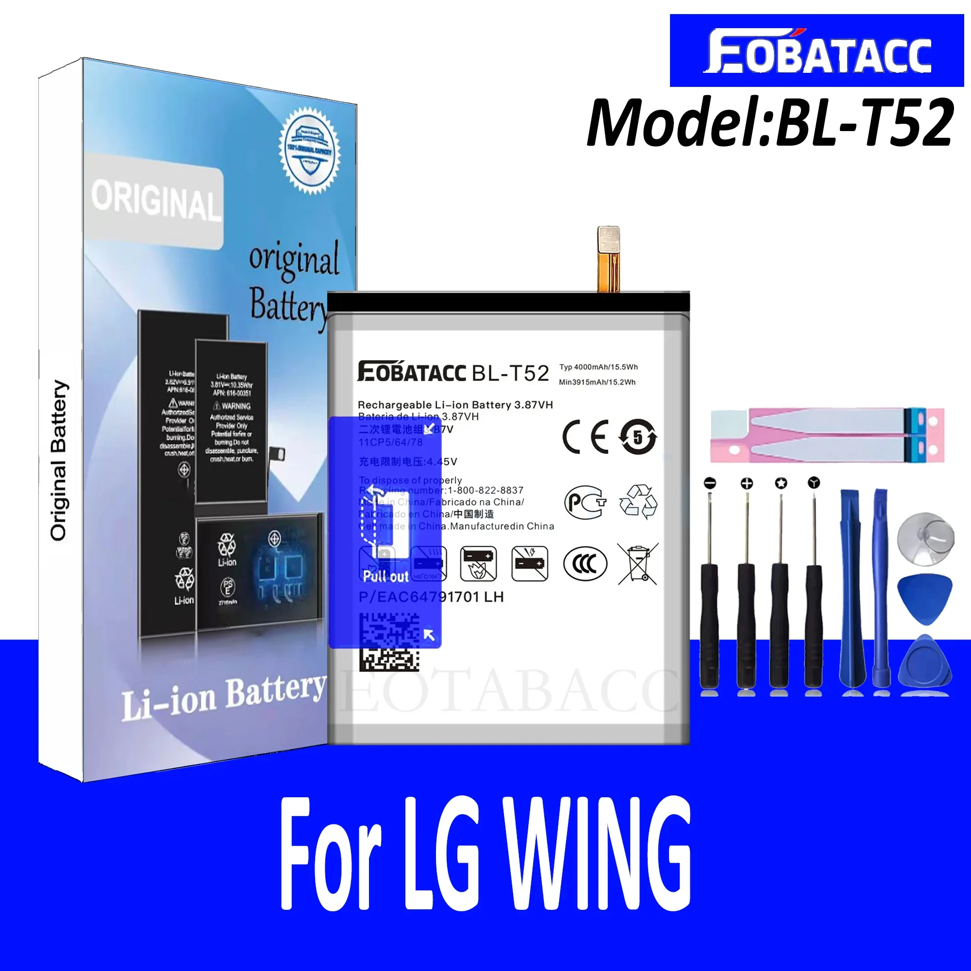 

EOTABACC High Quality 100% Original BL-T52 Battery For LG WING Phone Battery+Tools