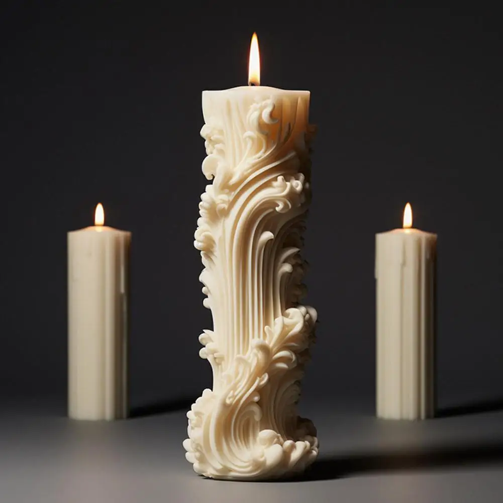 Zylindrische Aromatherapie-Kerze im europäischen Stil, Silikonform, DIY, minimalistische Säule, Geschenk, erweiterbarer Stein, individuelles Schleifwerkzeug