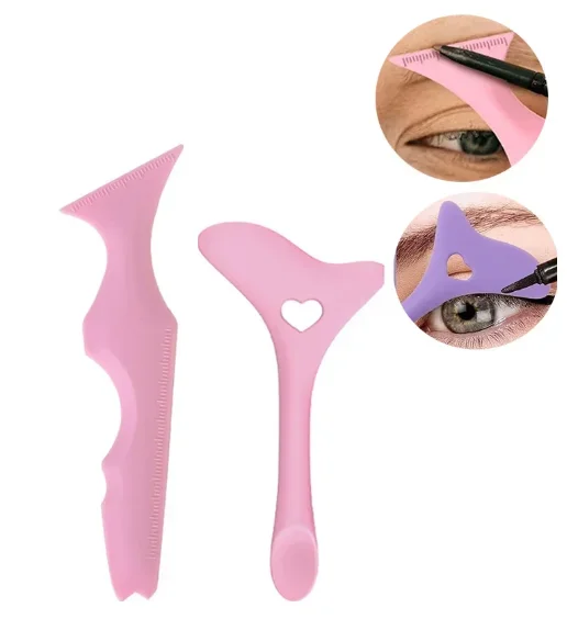 2Pcs Set Winged Applicator Set Resusable Silicone Eyeliner Guide Eyeliner Stencil Mascara Shield Tool for Eye Makeup,Mask Applic