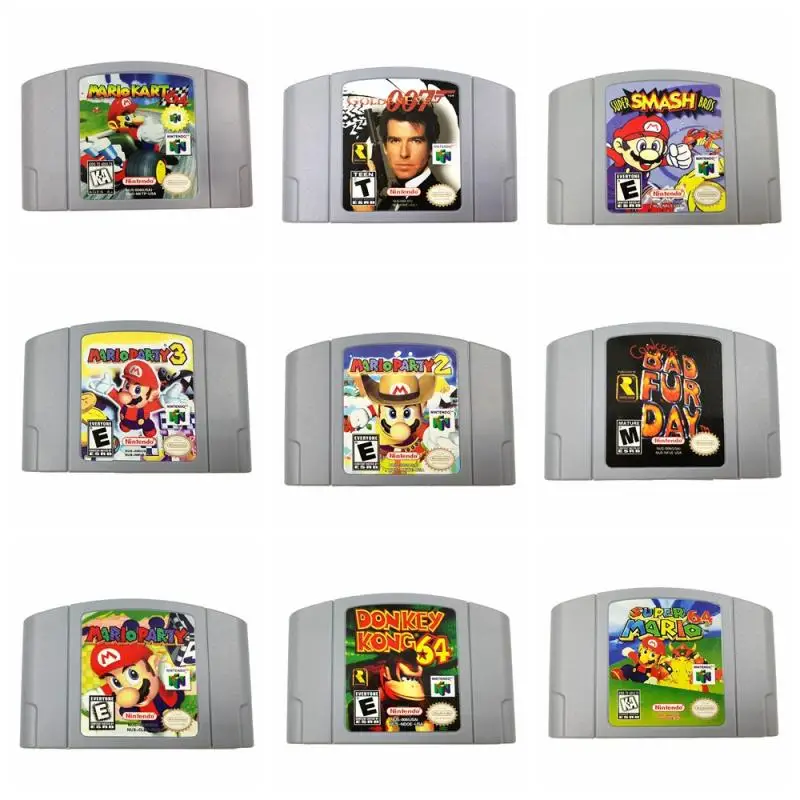 New Game Collection Cards N64 Mario Series Kart Party Super Smash Bros Bad Fur Day 64 Bit Video Game Console Card Us Version Toy